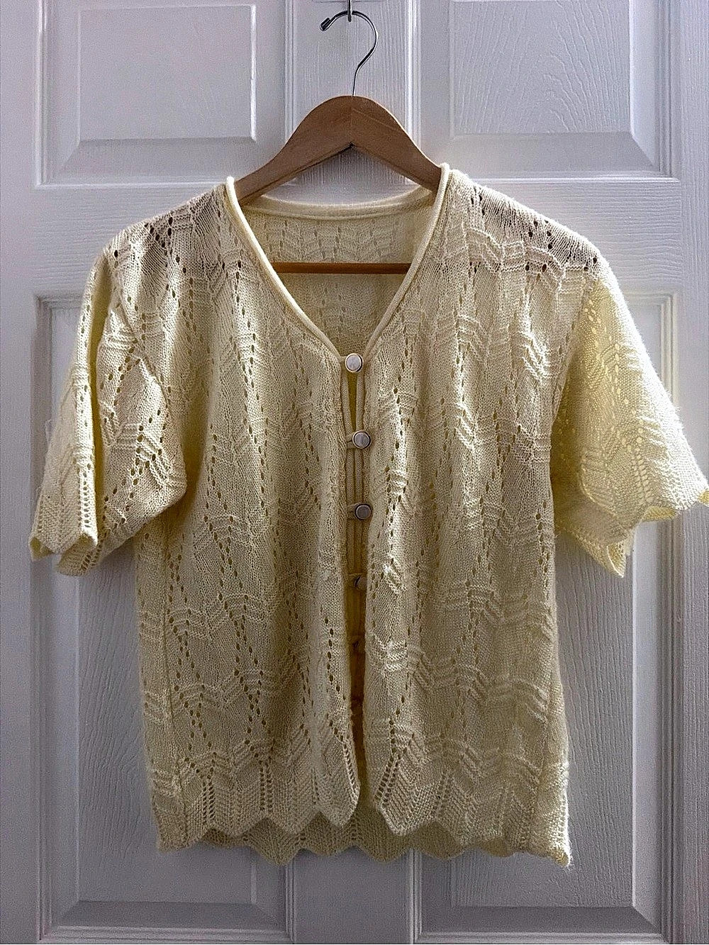 Short Sleeve Knit Cardigan in Yellow Like New